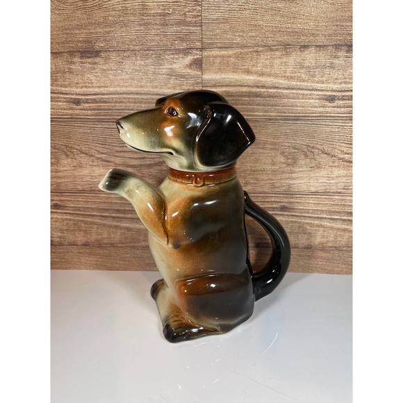 Vintage Erphila Majolica Dachshund Weiner Dog Teapot Germany 6703 B Full Mark - Picture 2 of 16